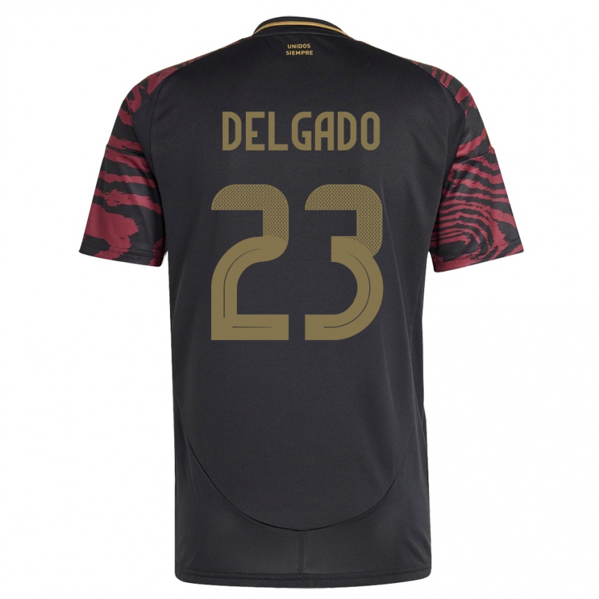 Men Football Peru Valentino Delgado #23 Black Away Jersey 24-26 T-Shirt