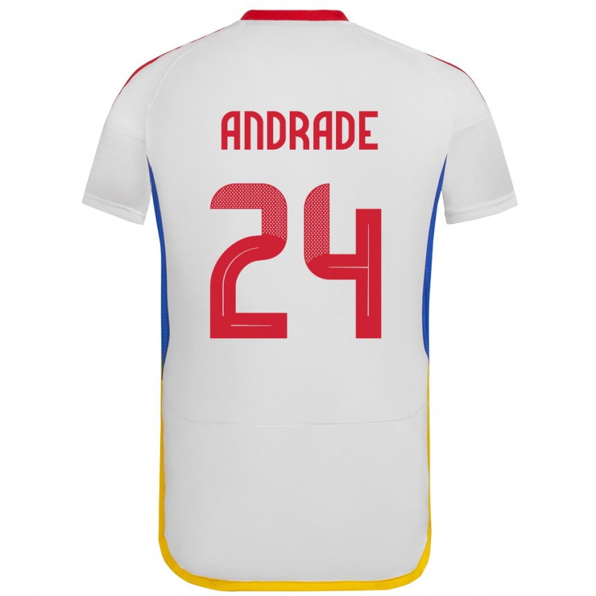 Men Football Venezuela Kervin Andrade #24 White Away Jersey 24-26 T-Shirt