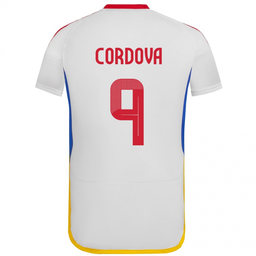 Men Football Venezuela Sergio Córdova #9 White Away Jersey 24-26 T-Shirt