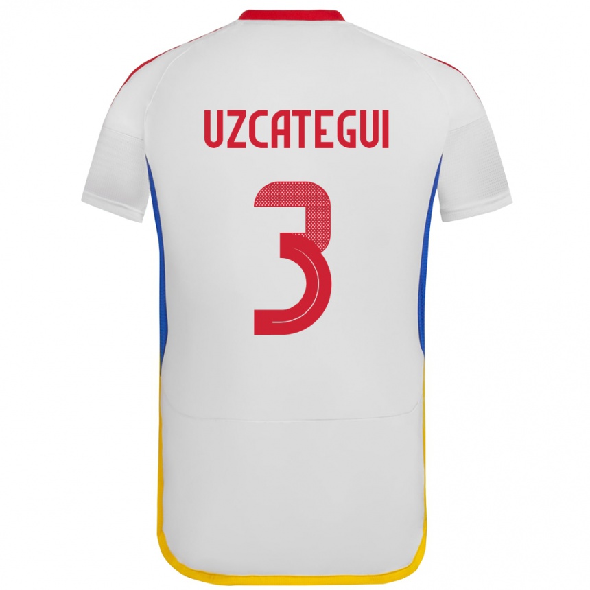 Men Football Venezuela Rafael Uzcátegui #3 White Away Jersey 24-26 T-Shirt