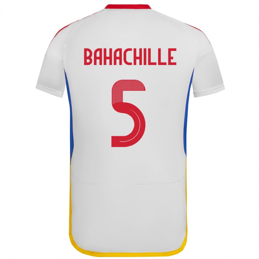 Men Football Venezuela Abraham Bahachille #5 White Away Jersey 24-26 T-Shirt