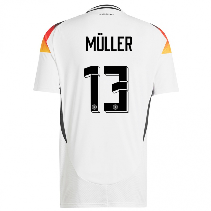 Women Football Germany Thomas Muller #13 White Home Jersey 24-26 T-Shirt