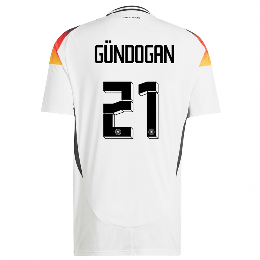 Women Football Germany Ilkay Gundogan #21 White Home Jersey 24-26 T-Shirt