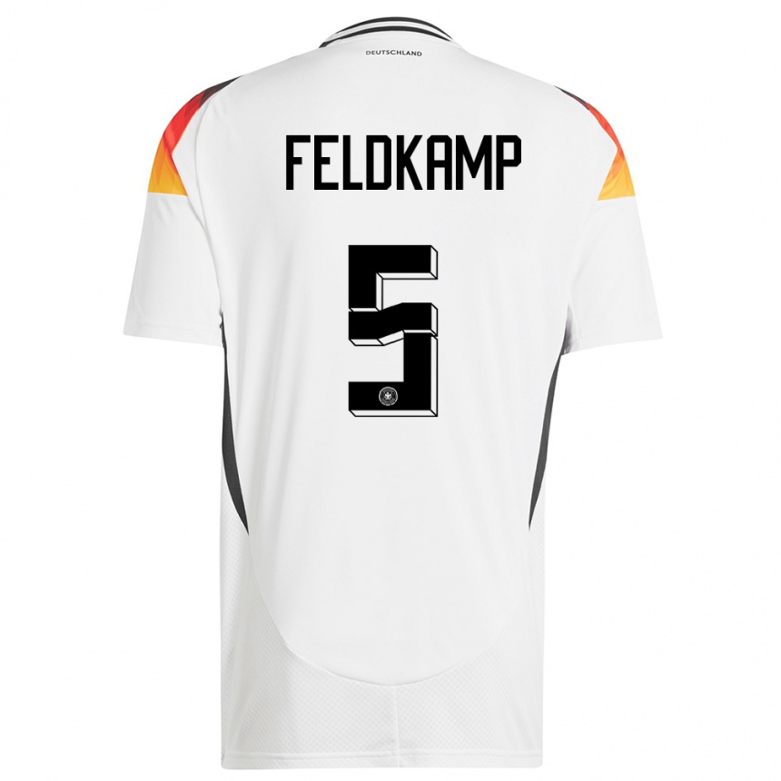 Women Football Germany Jana Feldkamp #5 White Home Jersey 24-26 T-Shirt