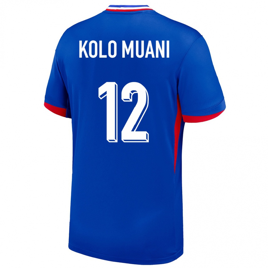 Women Football France Randal Kolo Muani #12 Blue Home Jersey 24-26 T-Shirt