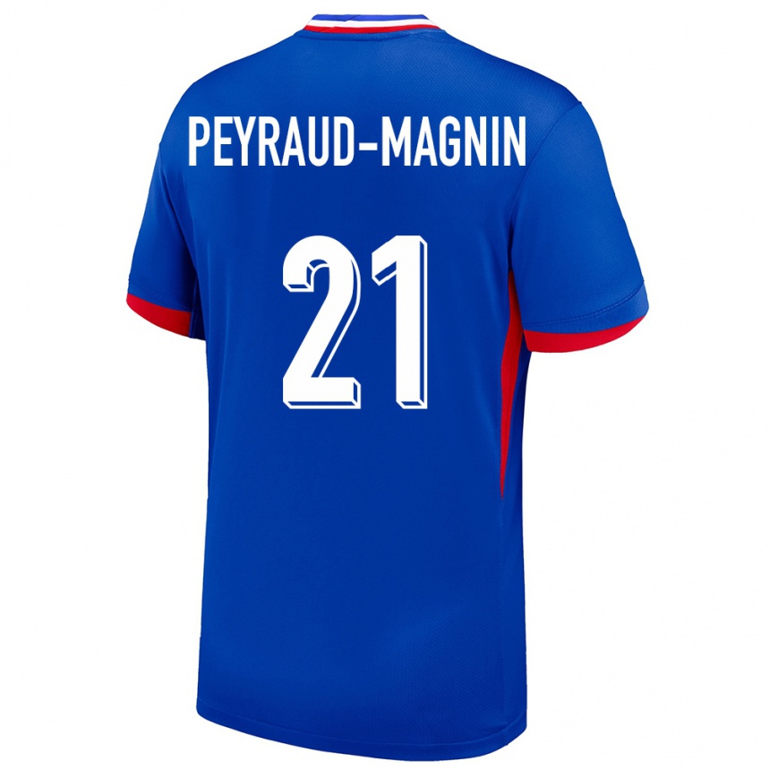 Women Football France Pauline Peyraud Magnin #21 Blue Home Jersey 24-26 T-Shirt