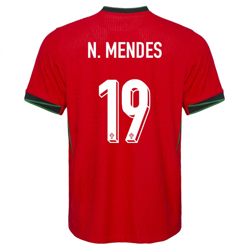 Women Football Portugal Nuno Womendes #19 Red Home Jersey 24-26 T-Shirt