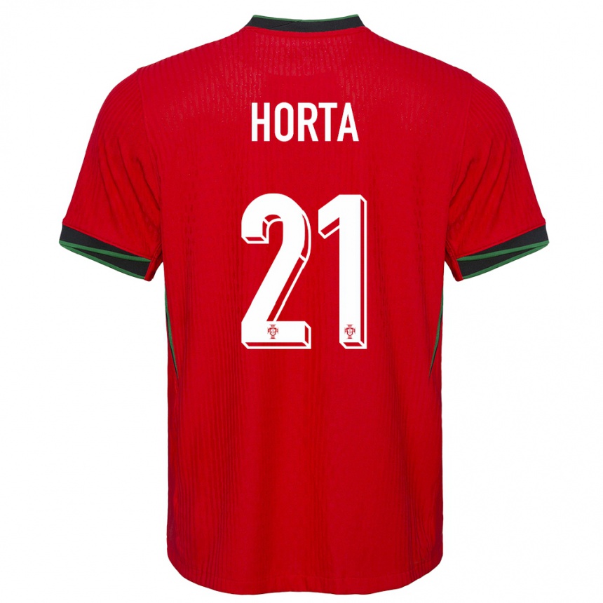 Women Football Portugal Ricardo Horta #21 Red Home Jersey 24-26 T-Shirt
