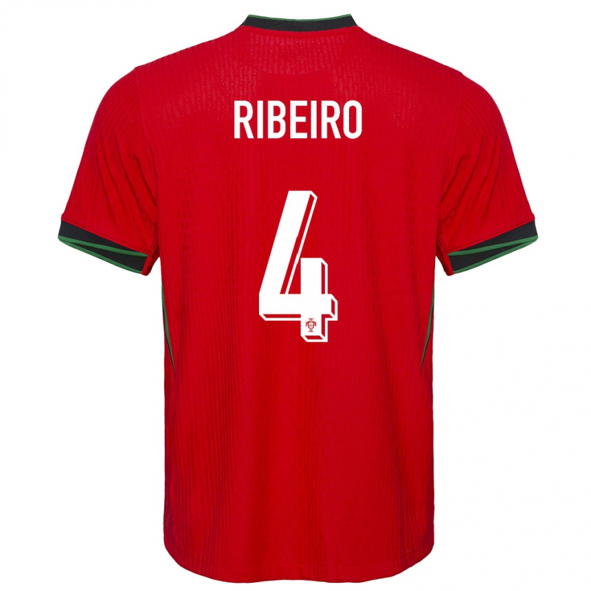 Women Football Portugal Ricardo Ribeiro #4 Red Home Jersey 24-26 T-Shirt