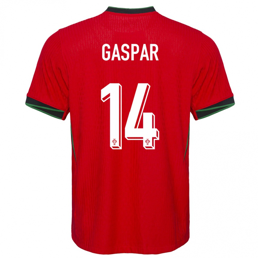 Women Football Portugal Guilherme Gaspar #14 Red Home Jersey 24-26 T-Shirt