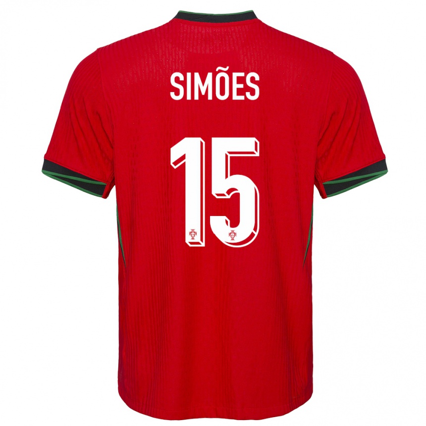 Women Football Portugal Joao Simoes #15 Red Home Jersey 24-26 T-Shirt