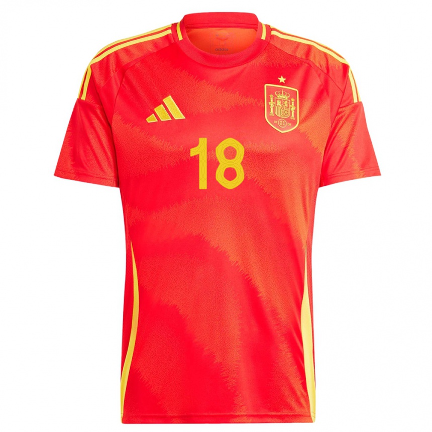 Women Football Spain Jordi Alba #18 Red Home Jersey 24-26 T-Shirt
