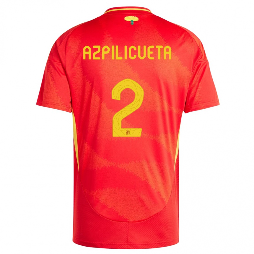 Women Football Spain Cesar Azpilicueta #2 Red Home Jersey 24-26 T-Shirt