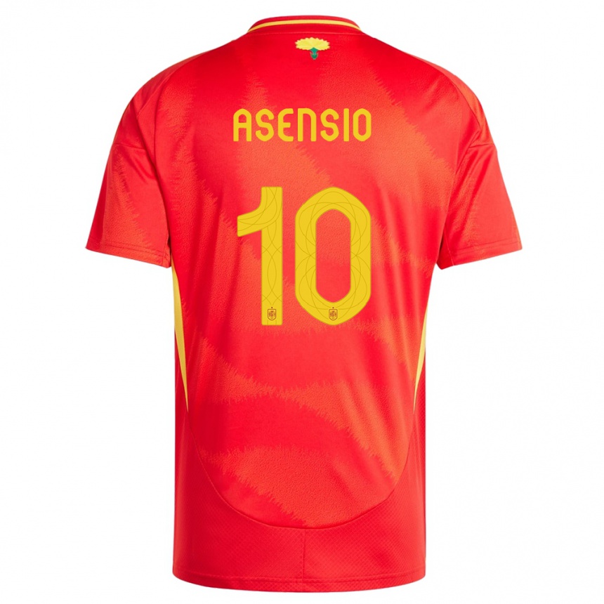 Women Football Spain Marco Asensio #10 Red Home Jersey 24-26 T-Shirt