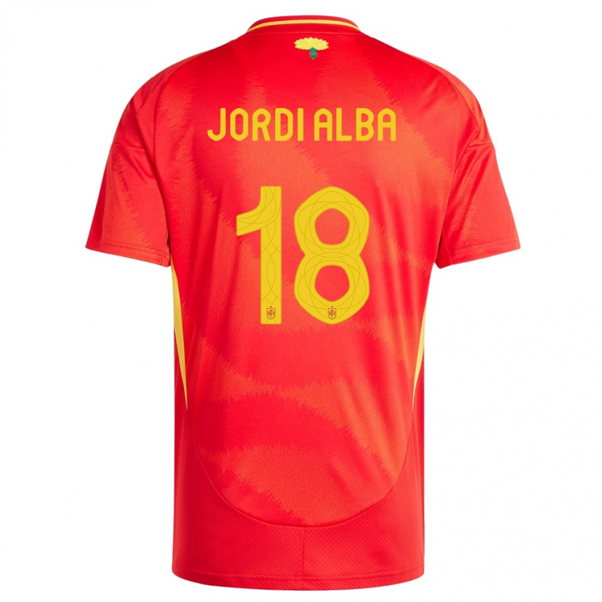 Women Football Spain Jordi Alba #18 Red Home Jersey 24-26 T-Shirt