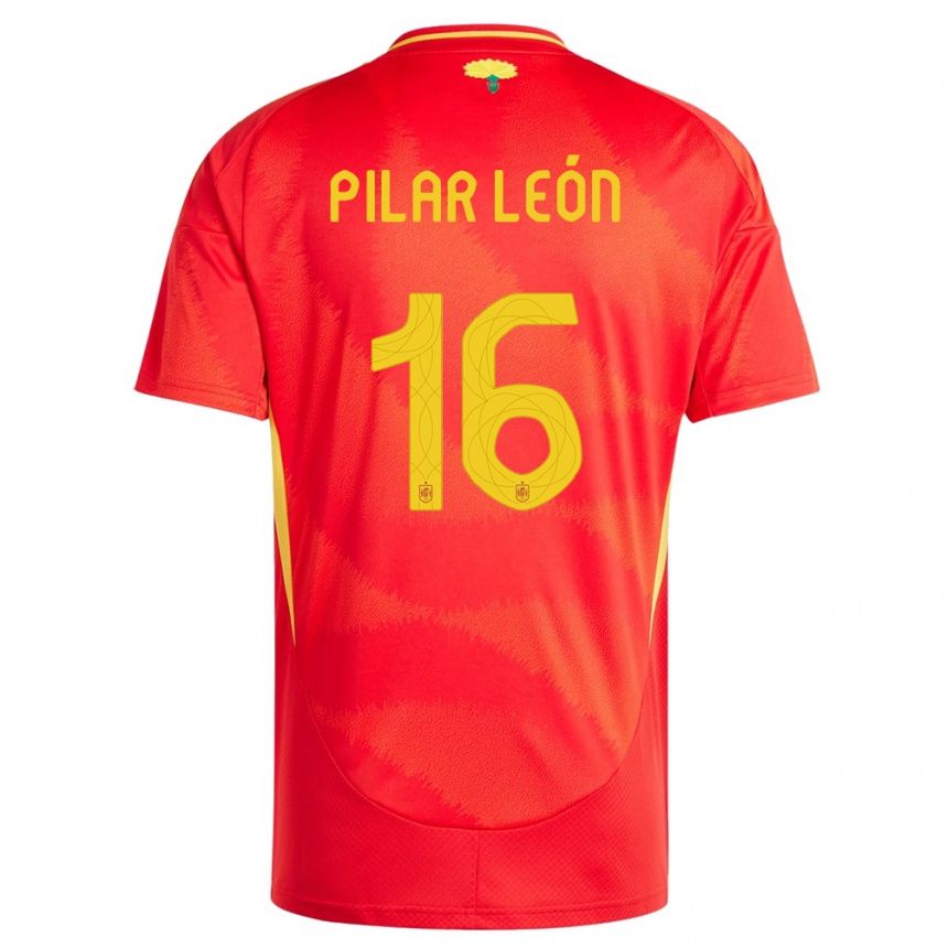 Women Football Spain Maria Pilar Leon #16 Red Home Jersey 24-26 T-Shirt