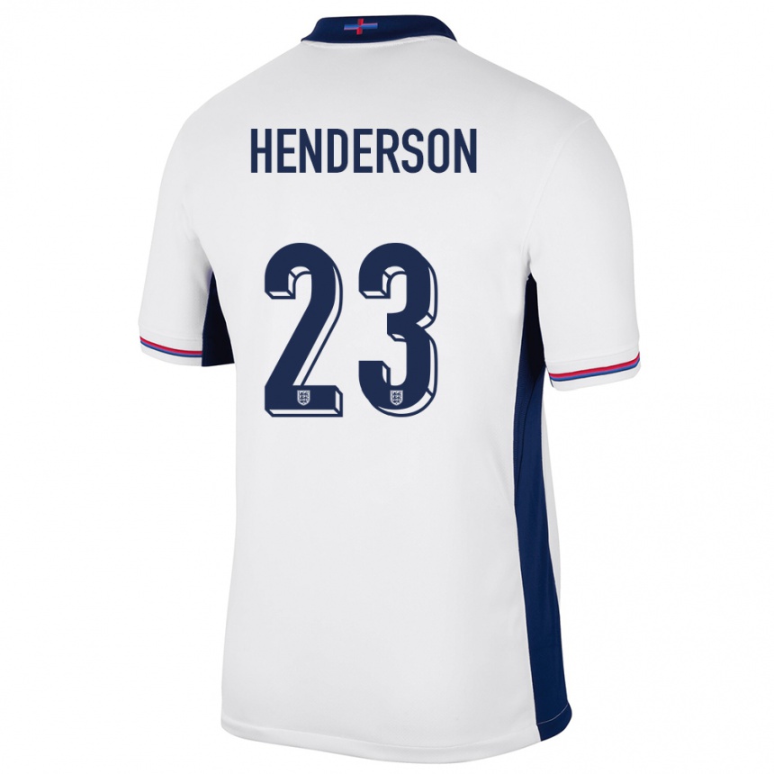 Women Football England Dean Henderson #23 White Home Jersey 24-26 T-Shirt