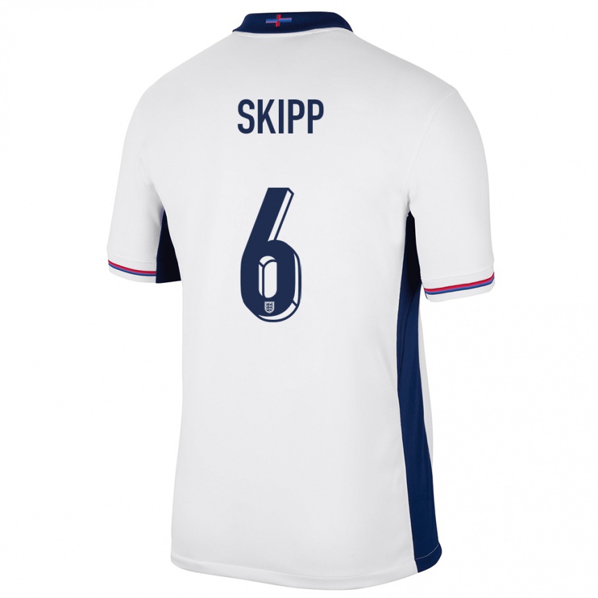 Women Football England Oliver Skipp #6 White Home Jersey 24-26 T-Shirt