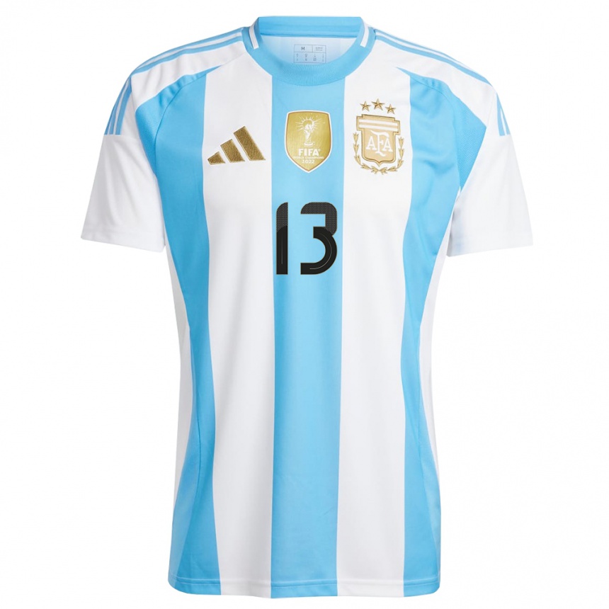Women Football Argentina Cristian Romero #13 White Blue Home Jersey 24-26 T-Shirt