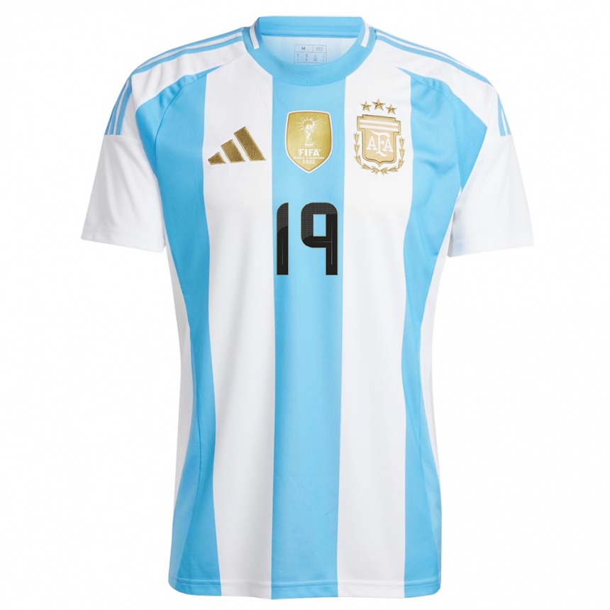Women Football Argentina Nicolas Otamendi #19 White Blue Home Jersey 24-26 T-Shirt