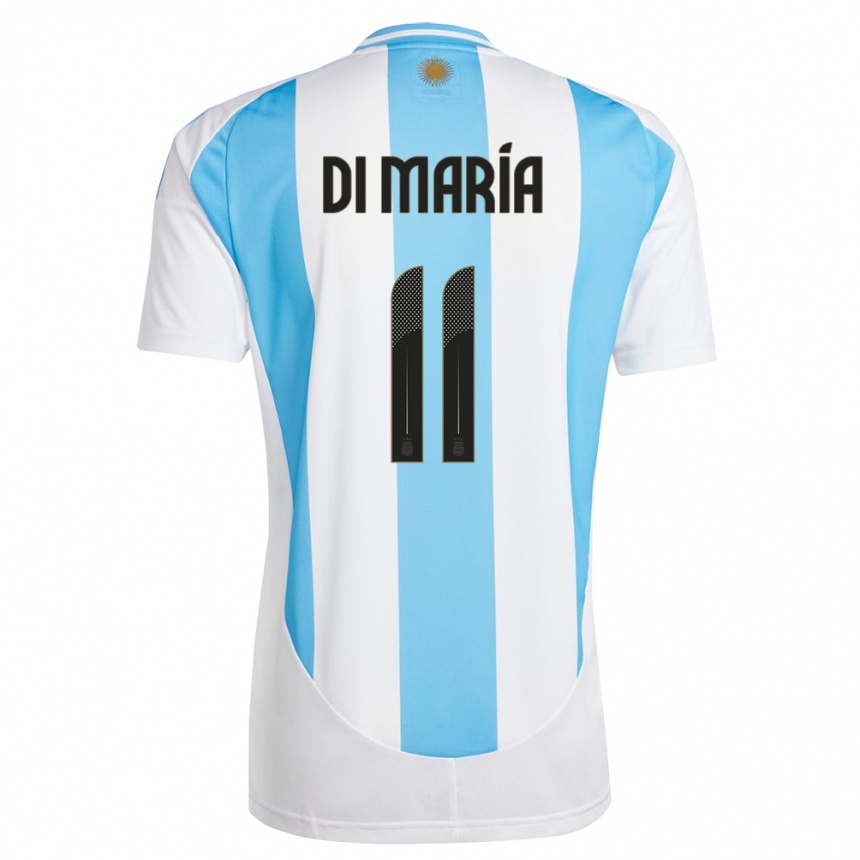 Women Football Argentina Angel Di Maria #11 White Blue Home Jersey 24-26 T-Shirt
