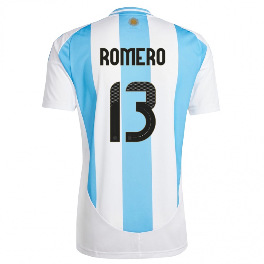 Women Football Argentina Cristian Romero #13 White Blue Home Jersey 24-26 T-Shirt