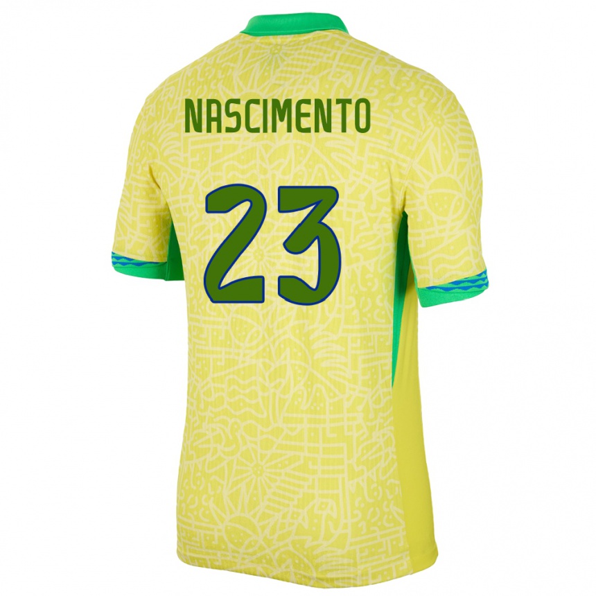 Women Football Brazil Matheus Nascimento #23 Yellow Home Jersey 24-26 T-Shirt