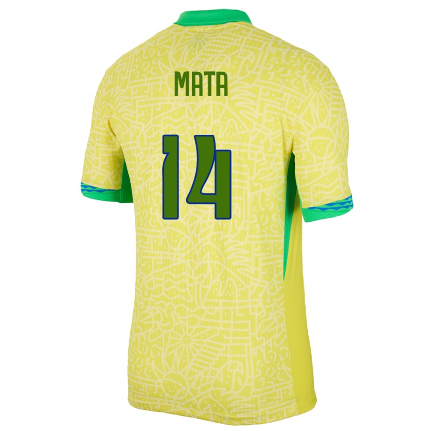 Women Football Brazil Da Mata #14 Yellow Home Jersey 24-26 T-Shirt