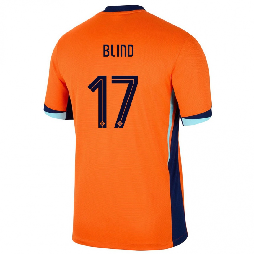 Women Football Netherlands Daley Blind #17 Orange Home Jersey 24-26 T-Shirt