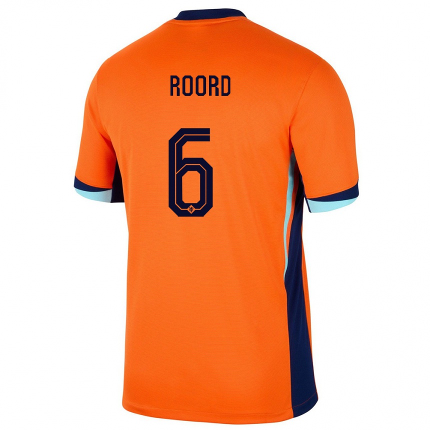 Women Football Netherlands Jill Roord #6 Orange Home Jersey 24-26 T-Shirt