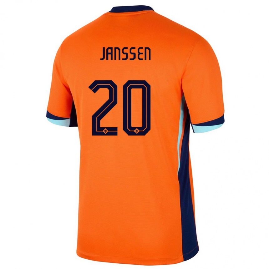 Women Football Netherlands Dominique Janssen #20 Orange Home Jersey 24-26 T-Shirt