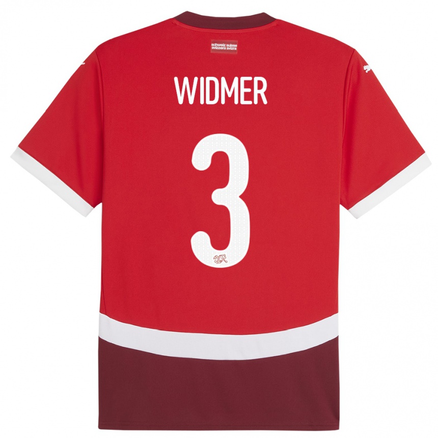 Women Football Switzerland Silvan Widmer #3 Red Home Jersey 24-26 T-Shirt