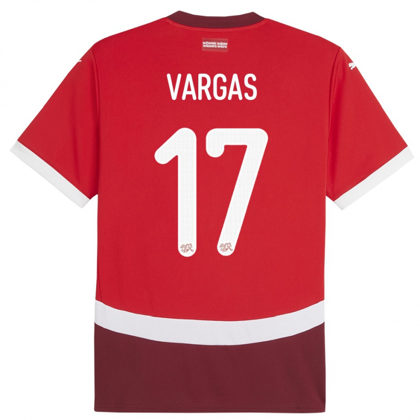 Women Football Switzerland Ruben Vargas #17 Red Home Jersey 24-26 T-Shirt