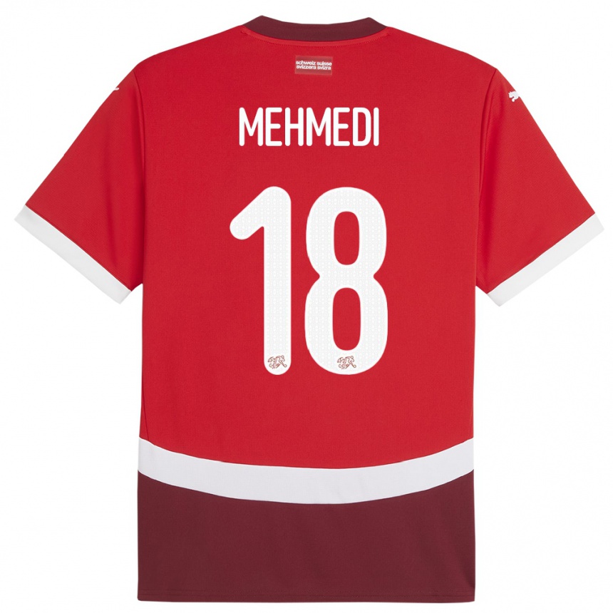 Women Football Switzerland Admir Mehmedi #18 Red Home Jersey 24-26 T-Shirt
