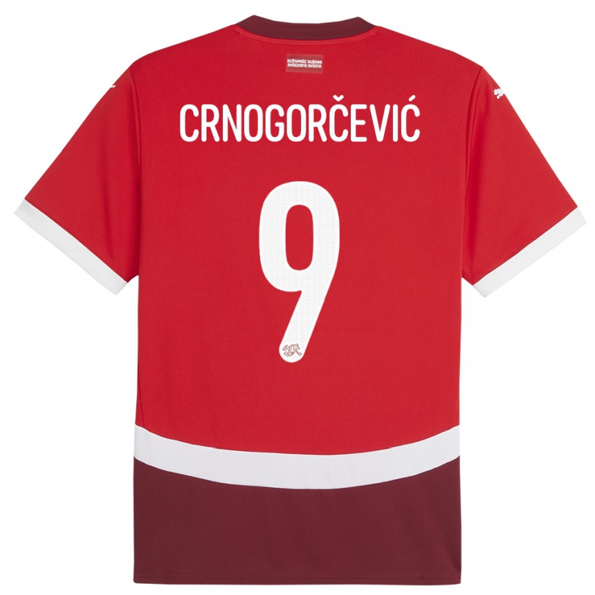 Women Football Switzerland Ana Maria Crnogorcevic #9 Red Home Jersey 24-26 T-Shirt