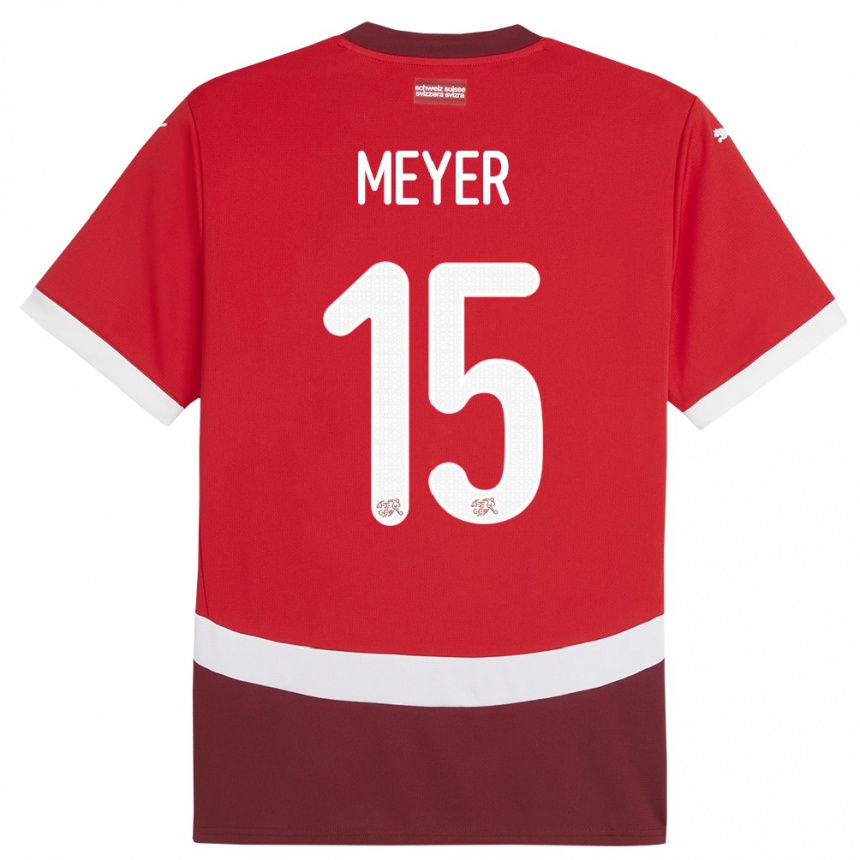 Women Football Switzerland Leny Meyer #15 Red Home Jersey 24-26 T-Shirt