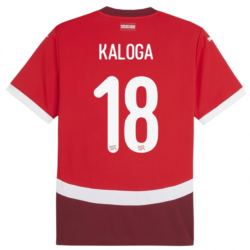 Women Football Switzerland Issa Kaloga #18 Red Home Jersey 24-26 T-Shirt