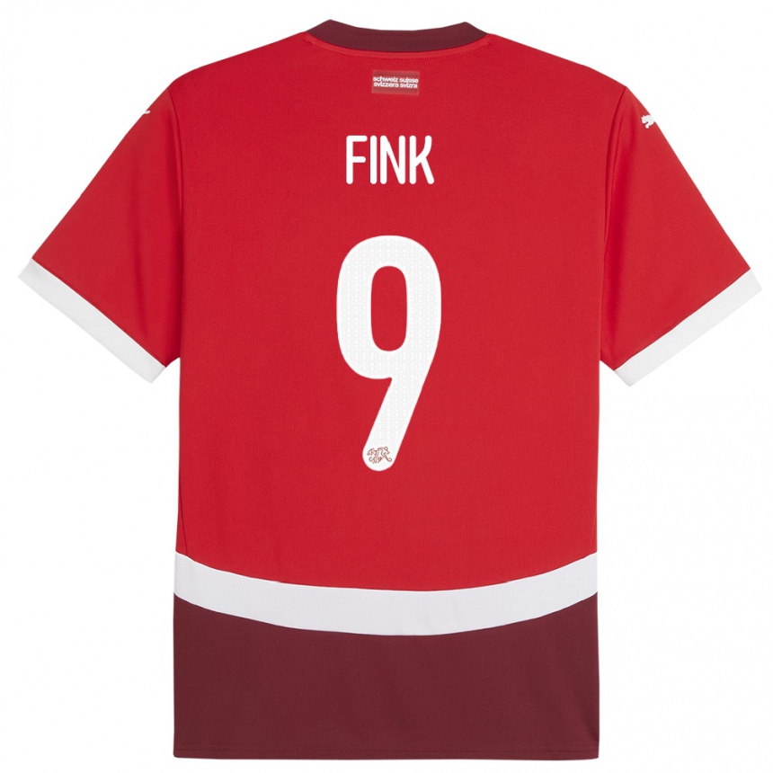 Women Football Switzerland Bradley Fink #9 Red Home Jersey 24-26 T-Shirt