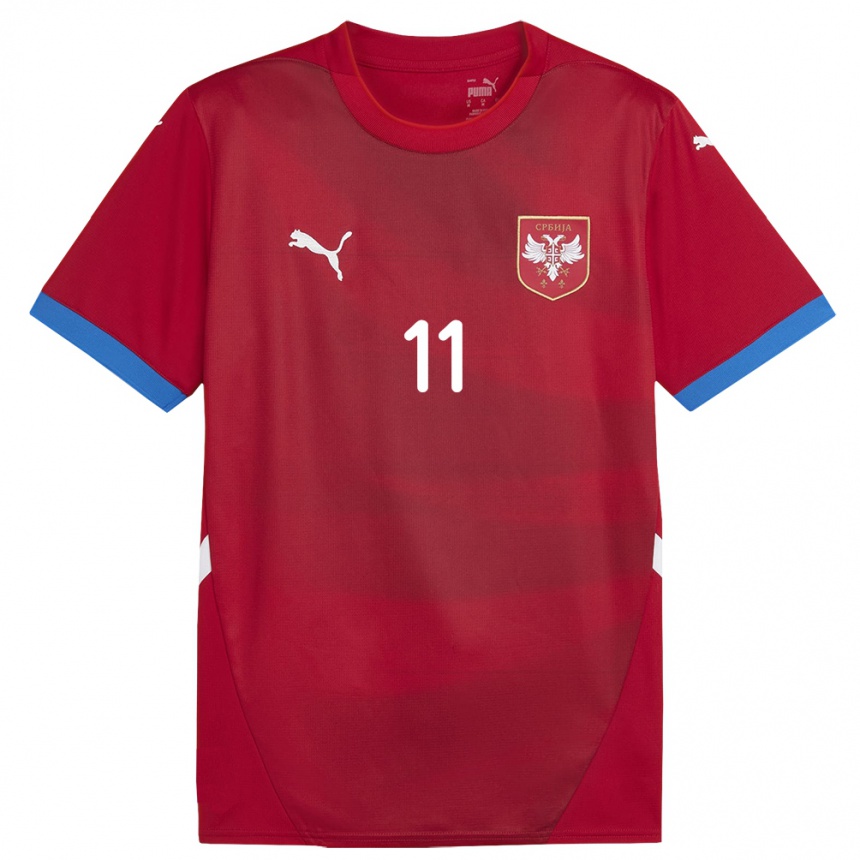Women Football Serbia Filip Kostic #11 Red Home Jersey 24-26 T-Shirt