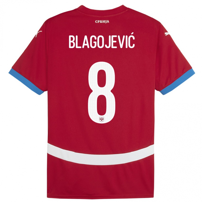 Women Football Serbia Dina Blagojevic #8 Red Home Jersey 24-26 T-Shirt