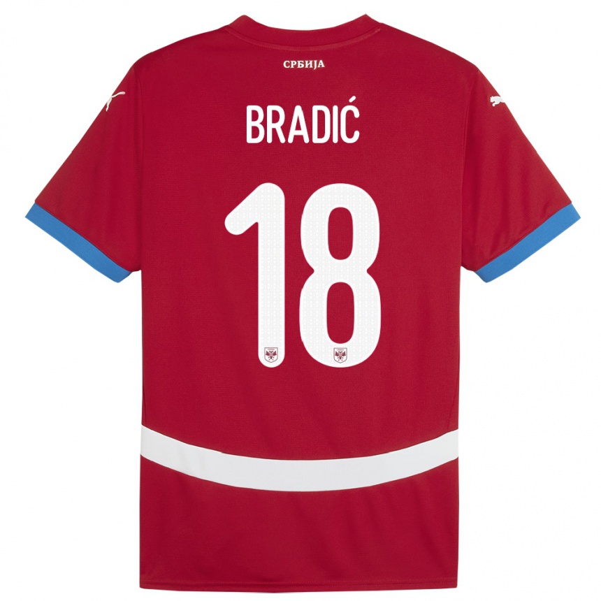 Women Football Serbia Biljana Bradic #18 Red Home Jersey 24-26 T-Shirt