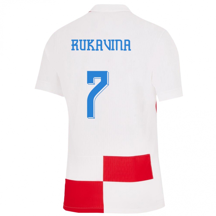 Women Football Croatia Gabriel Rukavina #7 White Red Home Jersey 24-26 T-Shirt
