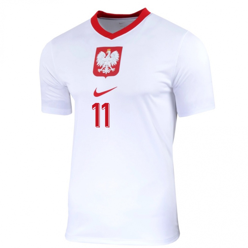 Women Football Poland Kamil Grosicki #11 White Home Jersey 24-26 T-Shirt