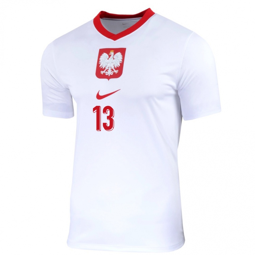 Women Football Poland Szymon Zurkowski #13 White Home Jersey 24-26 T-Shirt