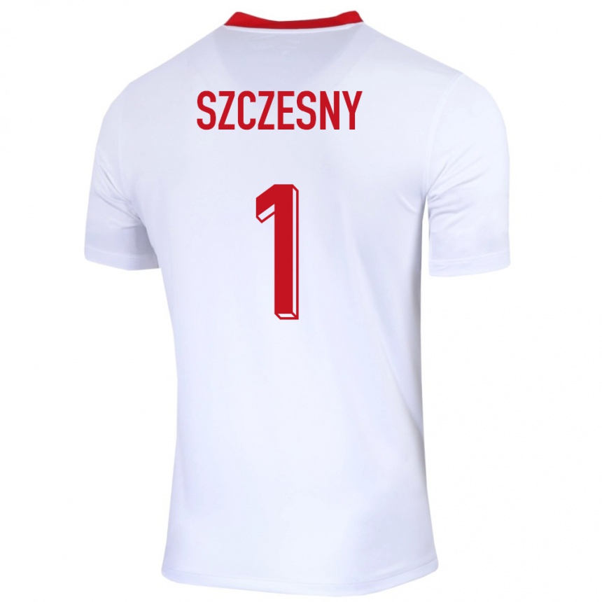 Women Football Poland Wojciech Szczesny #1 White Home Jersey 24-26 T-Shirt