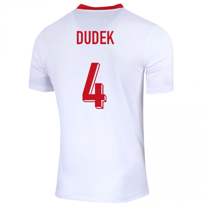 Women Football Poland Paulina Dudek #4 White Home Jersey 24-26 T-Shirt