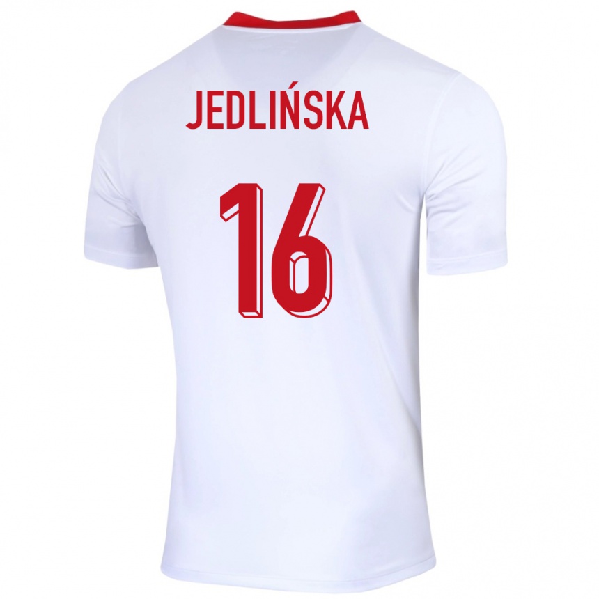 Women Football Poland Klaudia Jedlinska #16 White Home Jersey 24-26 T-Shirt