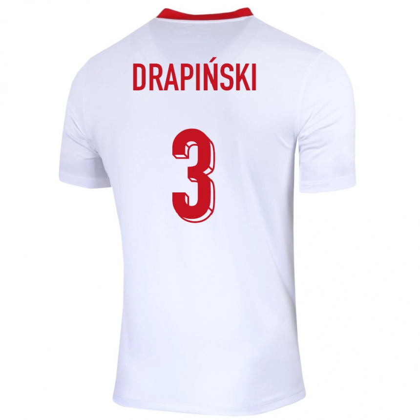 Women Football Poland Igor Drapinski #3 White Home Jersey 24-26 T-Shirt