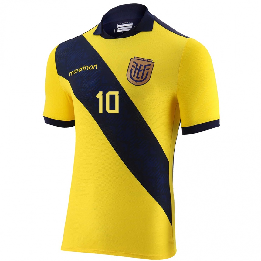 Women Football Ecuador Romario Ibarra #10 Yellow Home Jersey 24-26 T-Shirt
