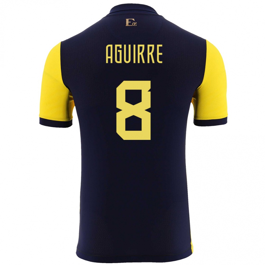 Women Football Ecuador Marthina Aguirre #8 Yellow Home Jersey 24-26 T-Shirt